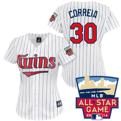 Kevin Correia #30 mlb Jersey-Minnesota Twins Women's Authentic 2014 ALL Star Home White Cool Base Baseball Jersey